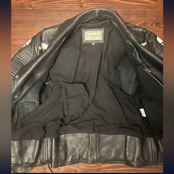 Burberry Prorsum hand painted Skeleton Moto Jacket. Black Leather, mens 38 - Picture 8 of 8